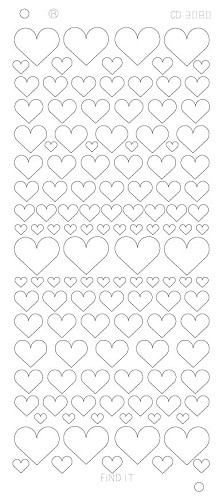 Spiegel-Stickerbogen Herz Verschiedene Platinum 100 x 230mm Gold Gold