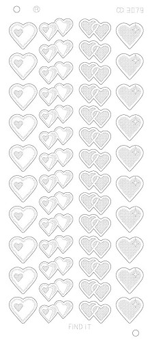 Spiegel-Stickerbogen Herz Verschiedene Platinum 100 x 230mm Silber Silber