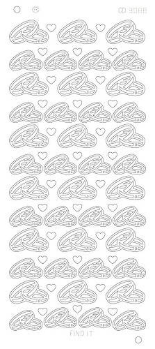 Spiegel-Stickerbogen Hochzeits Ringe Platinum 100 x 230mm 