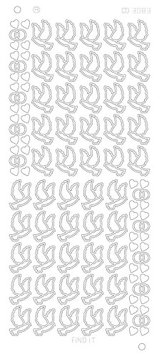 Spiegel-Stickerbogen Hochzeits Tauben Platinum 100 x 230mm Silber Silber