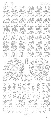 Spiegel-Stickerbogen Jubiläum Platinum 100 x 230mm 