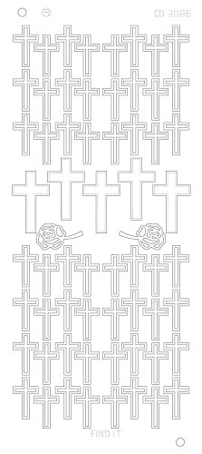 Spiegel-Stickerbogen Kreuz Platinum 100 x 230mm Silber Silber