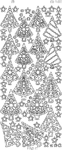 Spiegel-Stickerbogen Modern Weihnachts Baum Platinum 100 x 230mm Silber Silber