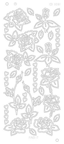 Spiegel-Stickerbogen Rose und Herz Platinum 100 x 230mm 