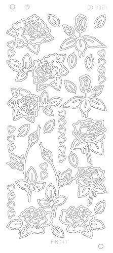 Spiegel-Stickerbogen Rose und Herz Platinum 100 x 230mm Silber Silber