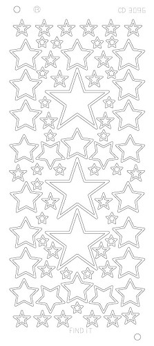 Spiegel-Stickerbogen Sterne Verschiedene Größen Platinum 100 x 230mm Silber Silber