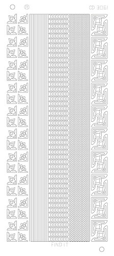 Spiegel-Stickerbogen Verschiedene Linien Ecken Platinum 100 x 230mm 