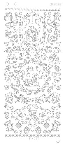 Spiegel-Stickerbogen Verschiedene ornaments Platinum 100 x 230mm Silber Silber