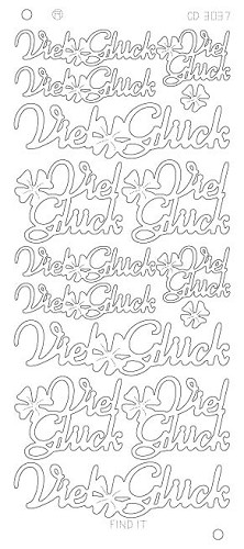 Spiegel-Stickerbogen Viel Glück platinum 100 x 230mm Silber Silber
