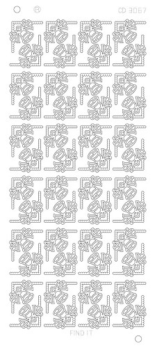 Spiegel-Stickerbogen Weihnachts Glocken Ecken Platinum 100 x 230mm Gold Gold