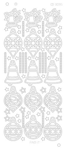 Spiegel-Stickerbogen Weihnachts Glocken Platinum 100 x 230mm Gold Gold