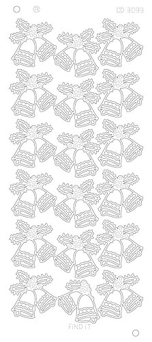 Spiegel-Stickerbogen Weihnachts Glocken Platinum 100 x 230mm Gold Gold