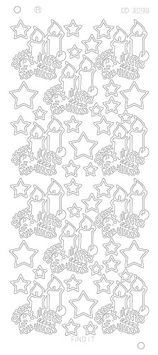 Spiegel-Stickerbogen Weihnachts Kerze Platinum 100 x 230mm Gold Gold