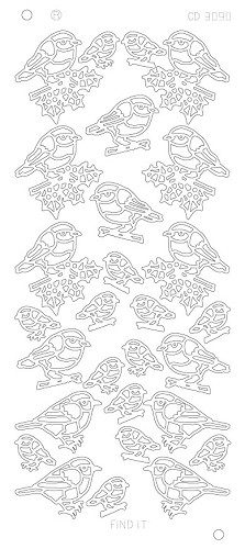 Spiegel-Stickerbogen Weihnachts Vogel 100 x 230mm Gold Gold