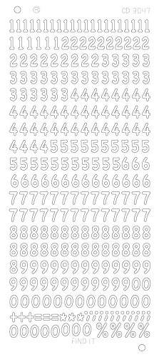 Spiegel-Stickerbogen Zahlen Platinum 100 x 230mm Gold Gold