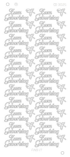Spiegel-Stickerbogen Zum Geburtstag Platinum 100 x 230mm Silber Silber