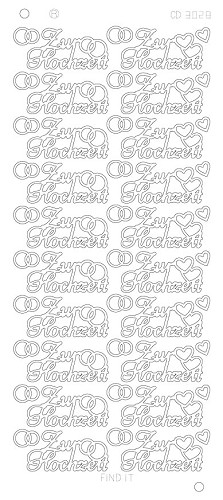 Spiegel-Stickerbogen Zur Hochzeit Platinum 100 x 230mm Silber Silber