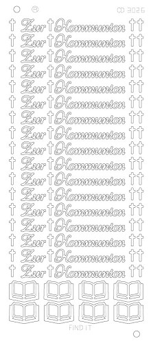 Spiegel-Stickerbogen Zur Kommunion Platinum 100 x 230mm 