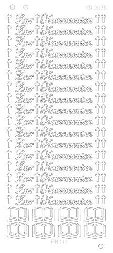 Spiegel-Stickerbogen Zur Kommunion Platinum 100 x 230mm Silber Silber