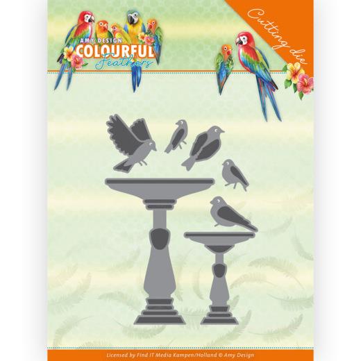 Stanzschablone - Amy Design - Colourful Feathers - Vogelbad 