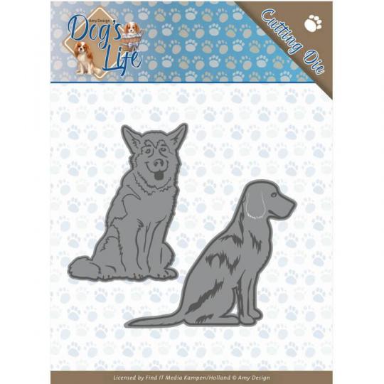 Stanzschablone - Amy Design - Dogs Life - Sitzende Hunde 