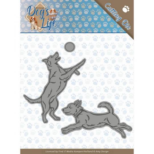 Stanzschablone - Amy Design - Dogs Life - Spielende Hunde 