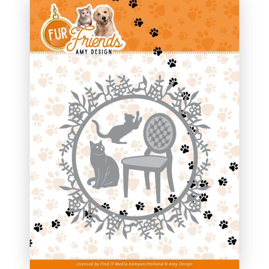 Stanzschablone - Amy Design - Fur Friends - Katzen Kreis 