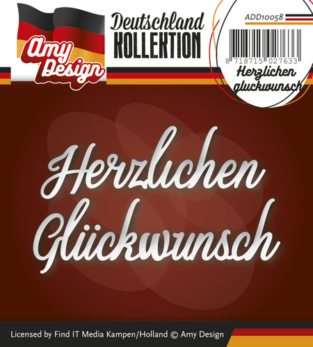 Stanzschablone - Amy Design -Text Deutsch- Herzlichen Glückwunsch 