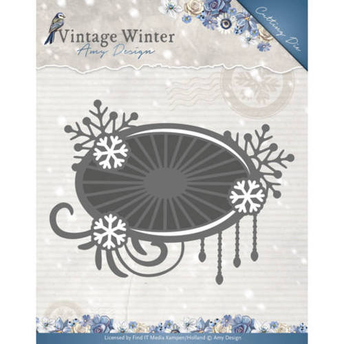 Stanzschablone - Amy Design -Vintage Winter - Schneeflocken Label 