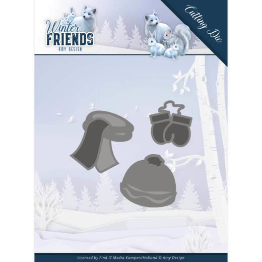 Stanzschablone - Amy Design - Winter Friends - Warme Winterkleidung 