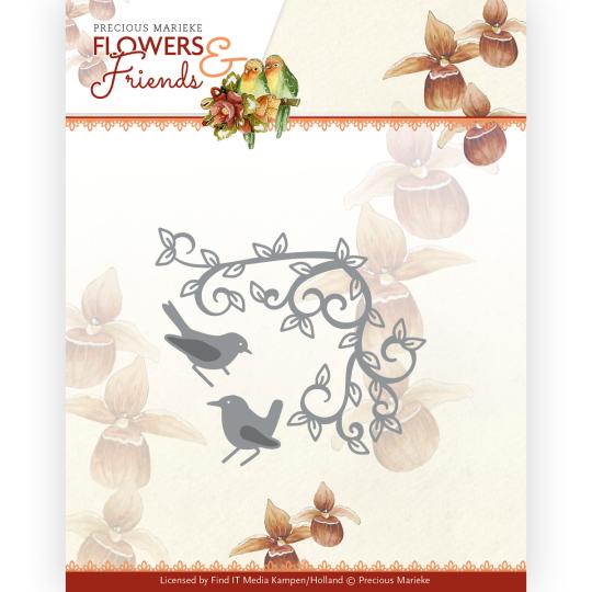 Stanzschablone - Precious Marieke - Flowers and Friends - Vogel Ecke 
