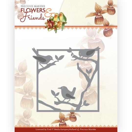 Stanzschablone - Precious Marieke - Flowers and Friends - Vogel Rahmen 