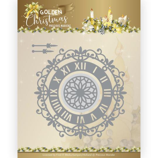 Stanzschablone - Precious Marieke - Golden Christmas - Wanduhr 