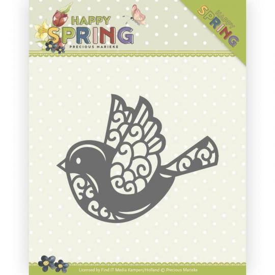 Stanzschablone - Precious Marieke - Happy Spring - Lustiger Vogel 