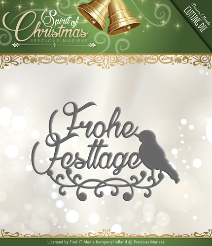 Stanzschablone - Precious Marieke - Text Deutsch - Spirit of Christmas - Frohe Festtage 