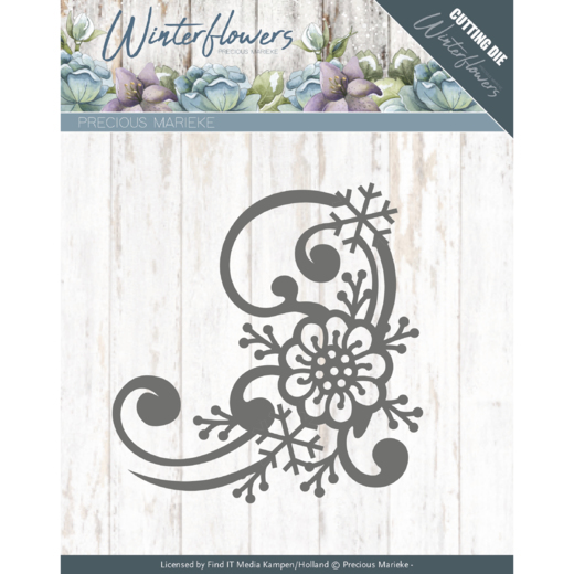Stanzschablone - Precious Marieke - Winter Flowers - Schneeflocken Blume Ecke 