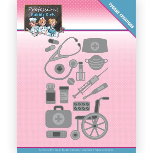 Stanzschablone - Yvonne Creations - Bubbly Girls Professions - Arzt Utensilien 