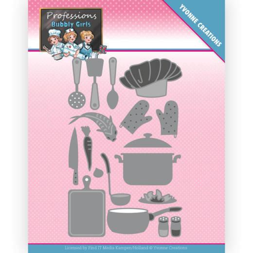 Stanzschablone - Yvonne Creations - Bubbly Girls Professions - Küchen Utensilien 