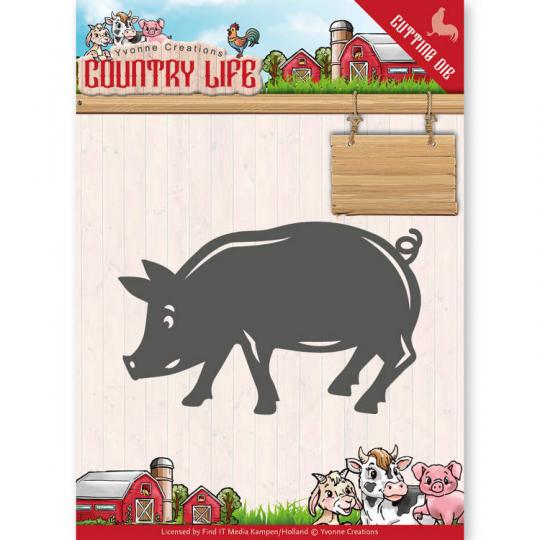 Stanzschablone - Yvonne Creations - Country Life - Schwein 