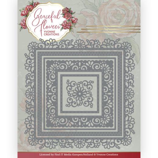 Stanzschablone - Yvonne Creations - Graceful Flowers - Graceful Quadrat 