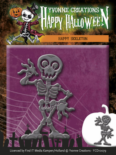 Stanzschablone - Yvonne Creations - Happy Halloween - Happy Skeleton 