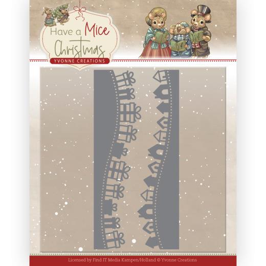Stanzschablone - Yvonne Creations - Have a Mice Christmas - Geschenke Bordüre 