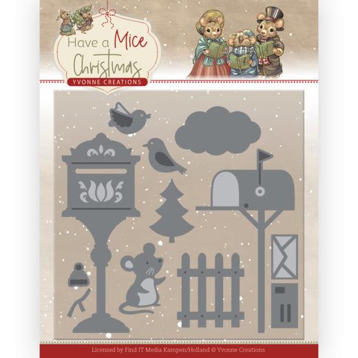 Stanzschablone - Yvonne Creations - Have a Mice Christmas - Weihnachts Mäuse Post 