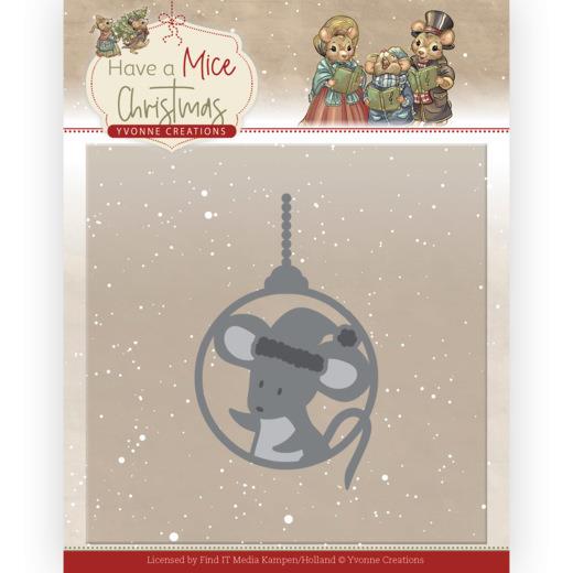 Stanzschablone - Yvonne Creations - Have a Mice Christmas - Weihnachtsmaus Kugel 