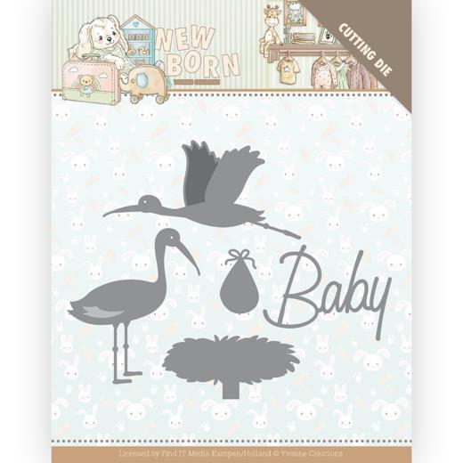 Stanzschablone - Yvonne Creations - Newborn Baby - Storch 