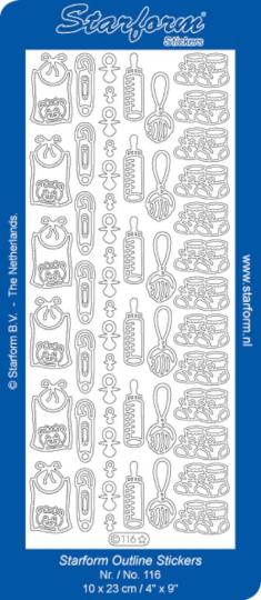 Stickerbogen Baby Dekorationen 2 100x230mm Gold Gold