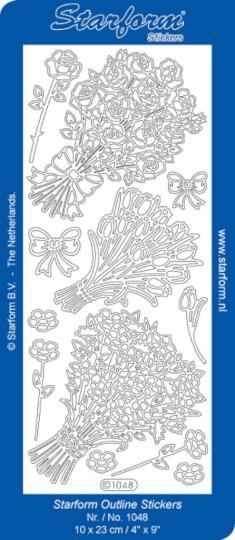 Stickerbogen Blumen 9 100x230mm Gold Gold