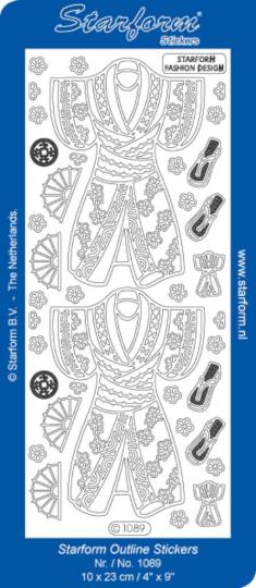 Stickerbogen Oriental: Kimono 2 100x230mm Silber Silber
