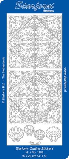 Stickerbogen Ornament 17 100x230mm Silber Silber