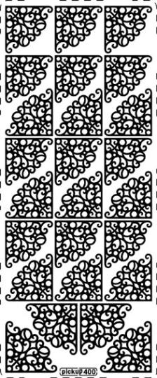 Stickerbogen Ornament Ecken 100x230mm Silber Silber